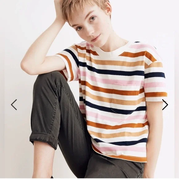 Madewell Easy Crop Tee in Beatrice Stripe- Size S - Picture 1 of 7